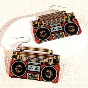 5/$25 Retro Boombox Novelty Drop Earrings NWT